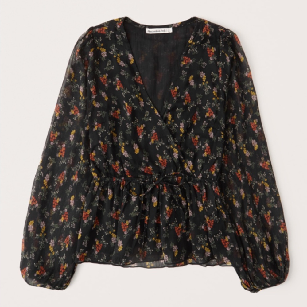 Abercrombie Women's Long-Sleeve Wrap Chiffon Blouse